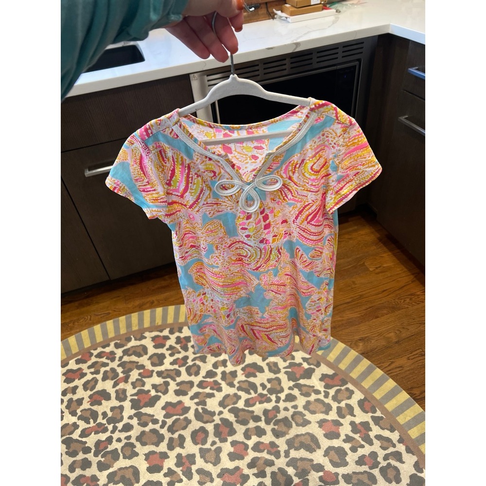 Lilly Pulitzer Loren T-Shirt Dress Pima Cotton with the Tini tropical girls 6-7